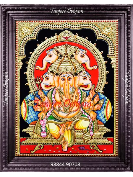 Tanjore Painting Vinayagar 5 Face Ganesh
